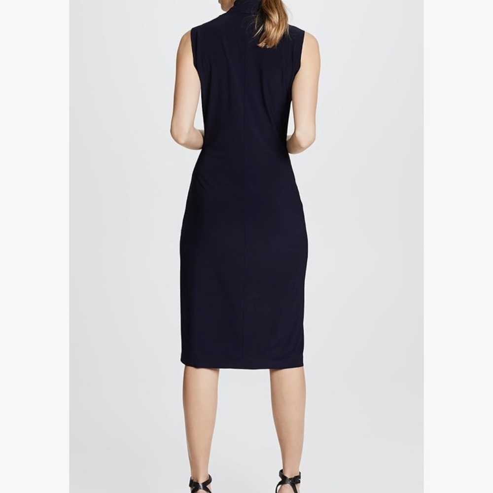 Norma Kamali Black Midi Dress Stretch Jersey Knit Funeral Mature Wedding Guest - Picture 13 of 15